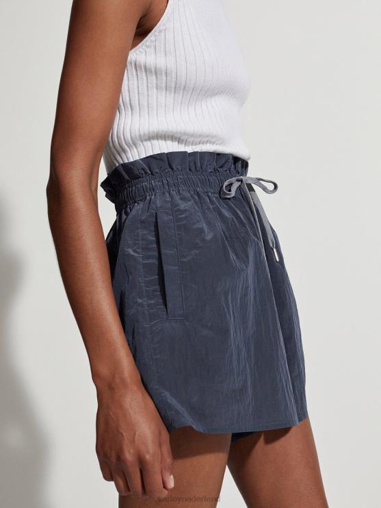 BD04L329 leisteen blauw tulair short met hoge taille 3