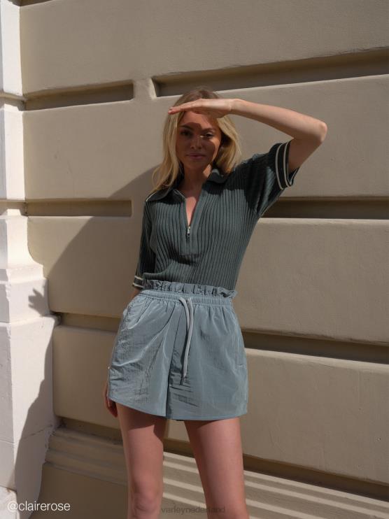 BD04L330 leisteen groen tulair short met hoge taille 3