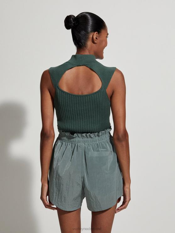 BD04L330 leisteen groen tulair short met hoge taille 3