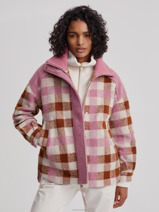 BD04L429 karamel midi-ruit alma jas vrouwen Varley kleding