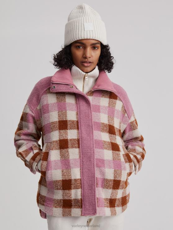 BD04L429 karamel midi-ruit alma jas vrouwen Varley kleding