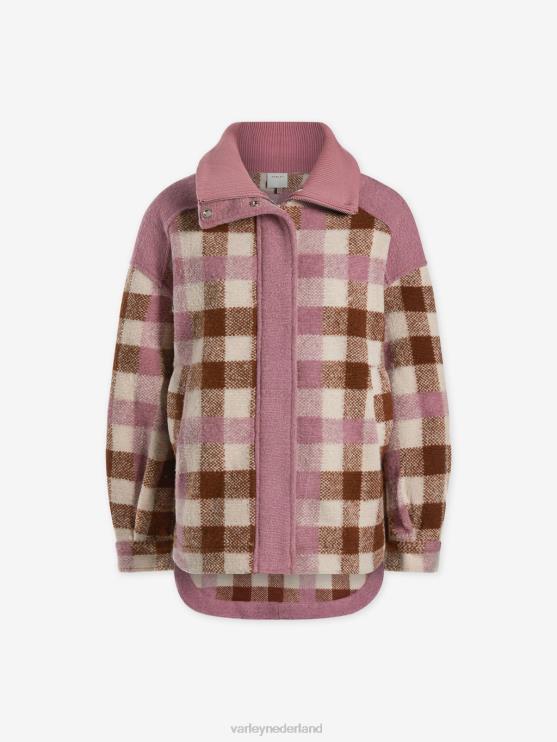 BD04L429 karamel midi-ruit alma jas vrouwen Varley kleding