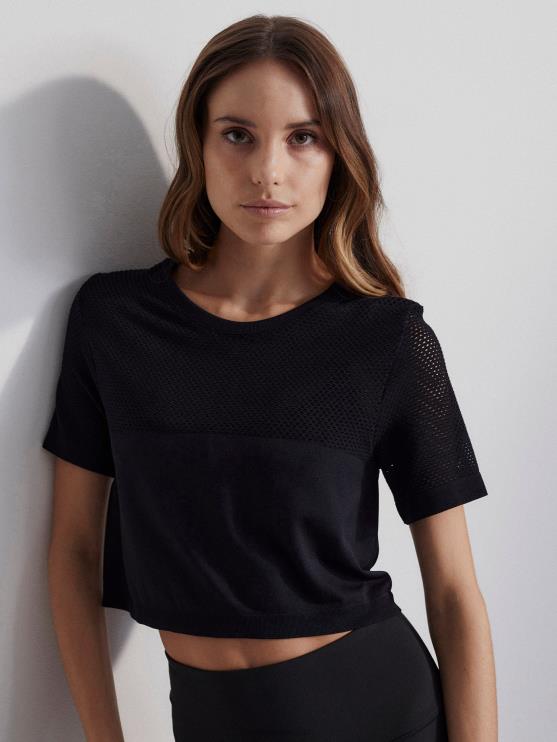 BD04L251 zwart paden cropped tee vrouwen Varley kleding