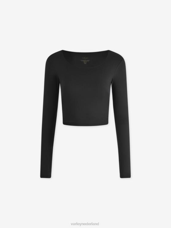 BD04L222 zwarte mergel altijd warm sloan cropped T-shirt vrouwen Varley kleding