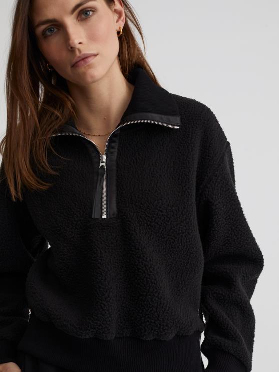 BD04L233 zwart roselle fleece met halve rits vrouwen Varley kleding