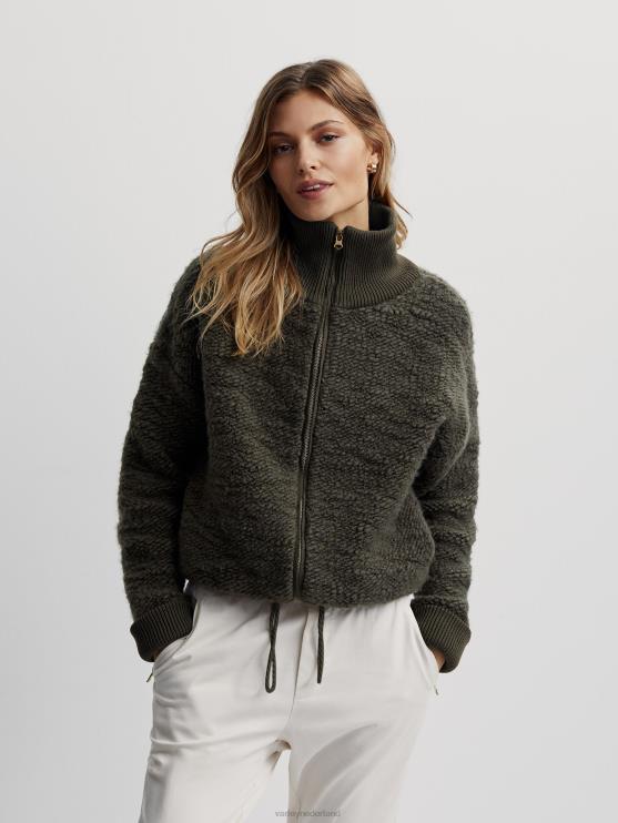 BD04L423 donkere olijf jager fleece met ritssluiting vrouwen Varley kleding