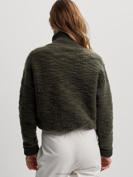 BD04L423 donkere olijf jager fleece met ritssluiting vrouwen Varley kleding