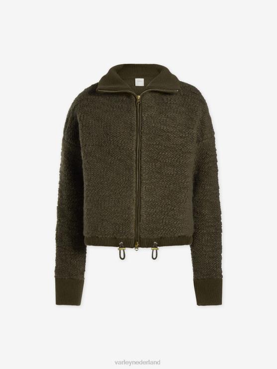 BD04L423 donkere olijf jager fleece met ritssluiting vrouwen Varley kleding
