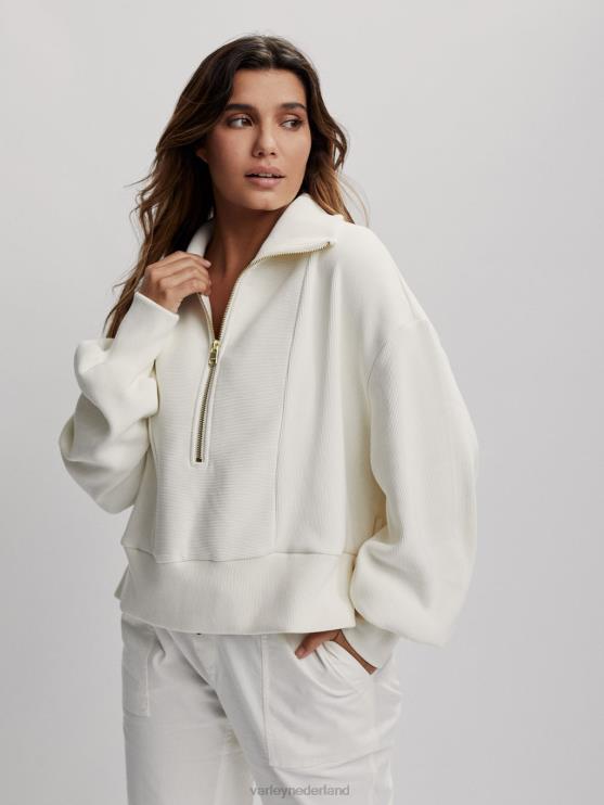 BD04L147 fluister wit ramona pullover met halve rits vrouwen Varley kleding