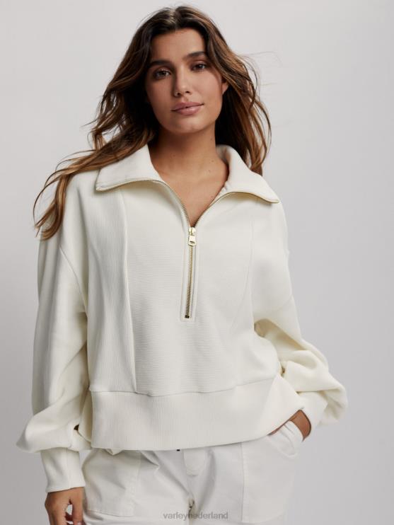 BD04L147 fluister wit ramona pullover met halve rits vrouwen Varley kleding