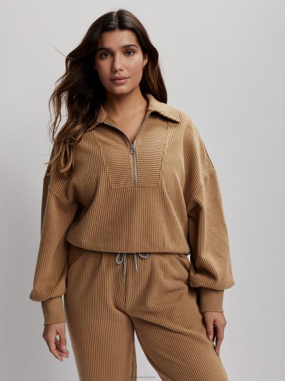 BD04L195 woestijnzand blair pullover met halve rits vrouwen Varley kleding