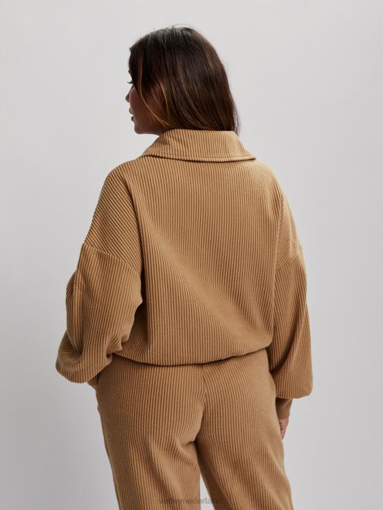 BD04L195 woestijnzand blair pullover met halve rits vrouwen Varley kleding