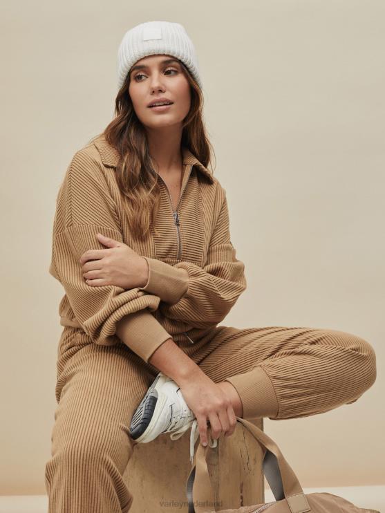 BD04L195 woestijnzand blair pullover met halve rits vrouwen Varley kleding