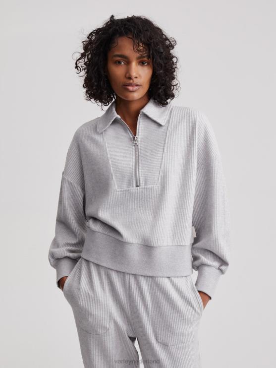 BD04L196 grijze mergel blair pullover met halve rits vrouwen Varley kleding