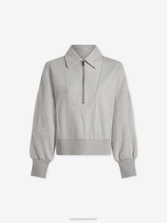 BD04L196 grijze mergel blair pullover met halve rits vrouwen Varley kleding