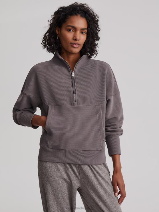 BD04L203 diepe houtskool acadia pullover met halve rits vrouwen Varley kleding