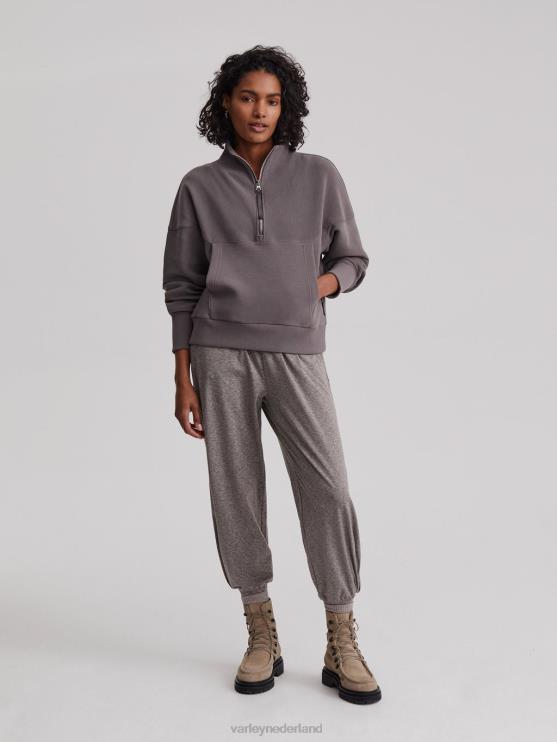 BD04L203 diepe houtskool acadia pullover met halve rits vrouwen Varley kleding
