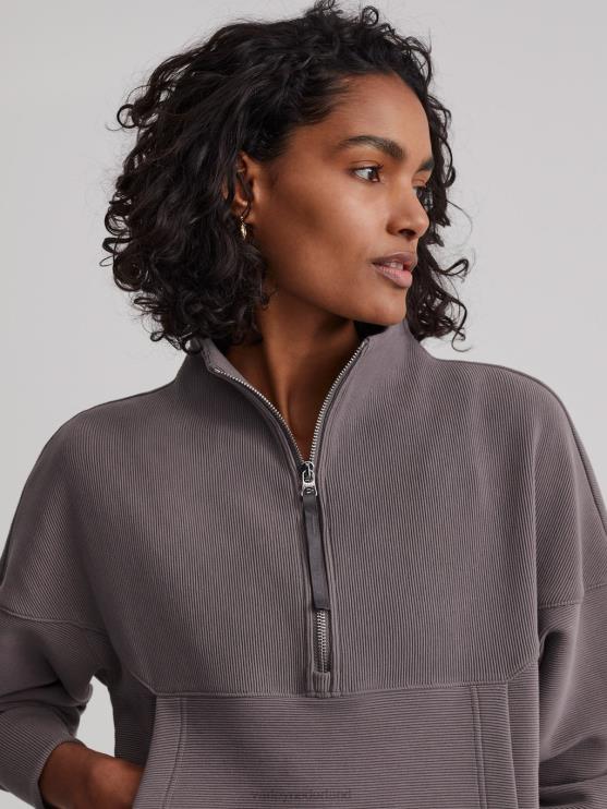 BD04L203 diepe houtskool acadia pullover met halve rits vrouwen Varley kleding