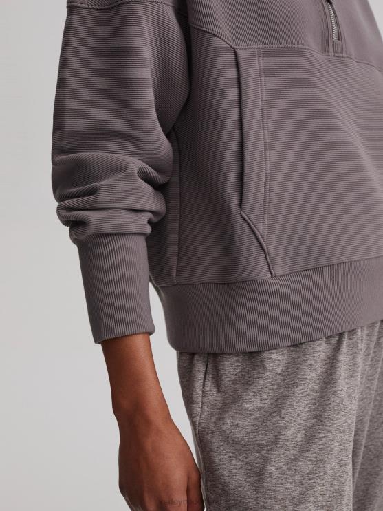 BD04L203 diepe houtskool acadia pullover met halve rits vrouwen Varley kleding