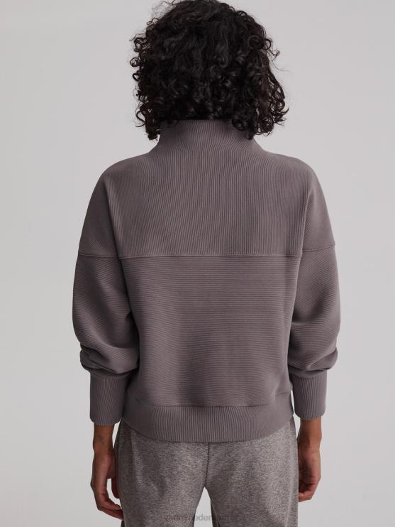 BD04L203 diepe houtskool acadia pullover met halve rits vrouwen Varley kleding