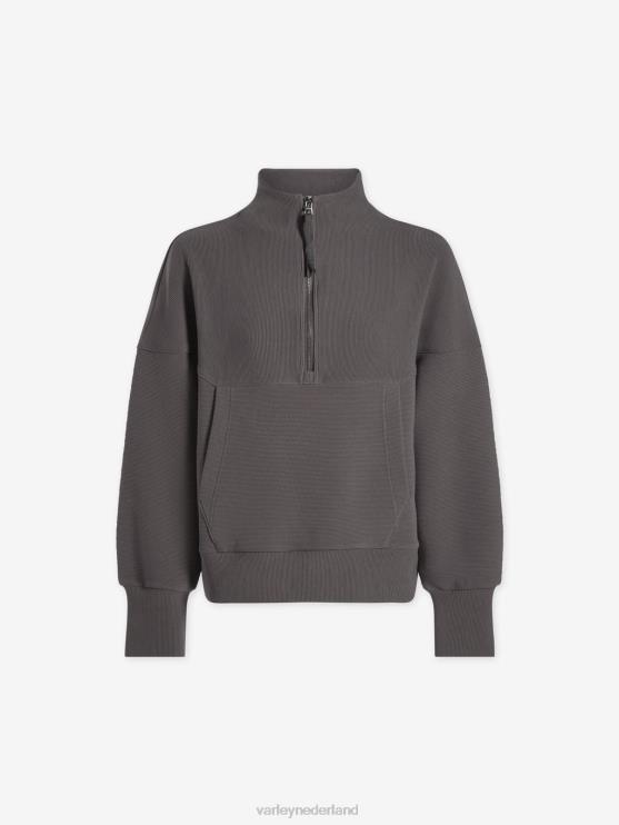 BD04L203 diepe houtskool acadia pullover met halve rits vrouwen Varley kleding