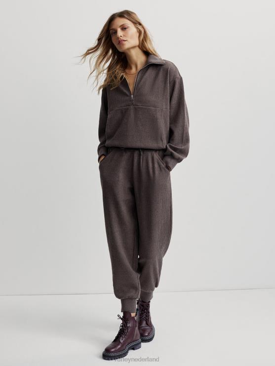 BD04L226 chocolade mergel cyrus pullover met halve rits vrouwen Varley kleding