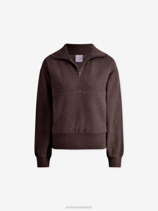 BD04L226 chocolade mergel cyrus pullover met halve rits vrouwen Varley kleding