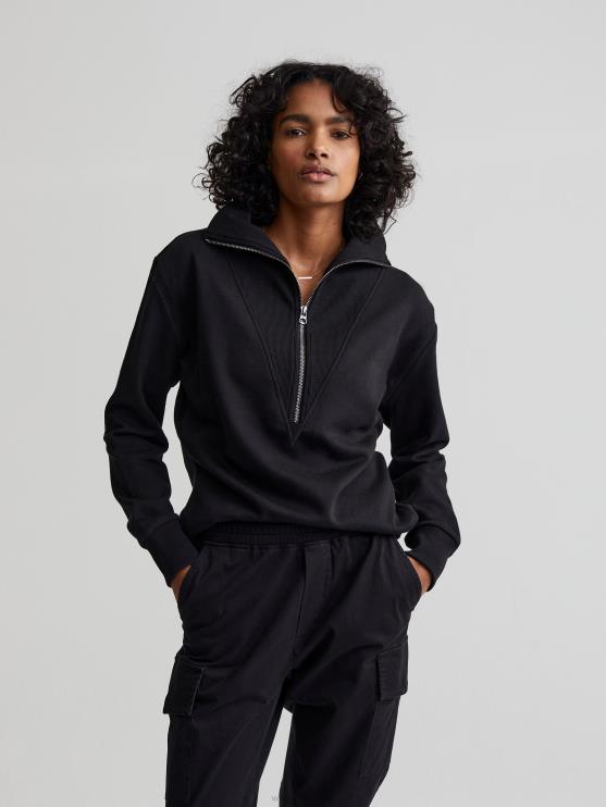 BD04L229 zwart clearwood pullover met halve rits vrouwen Varley kleding