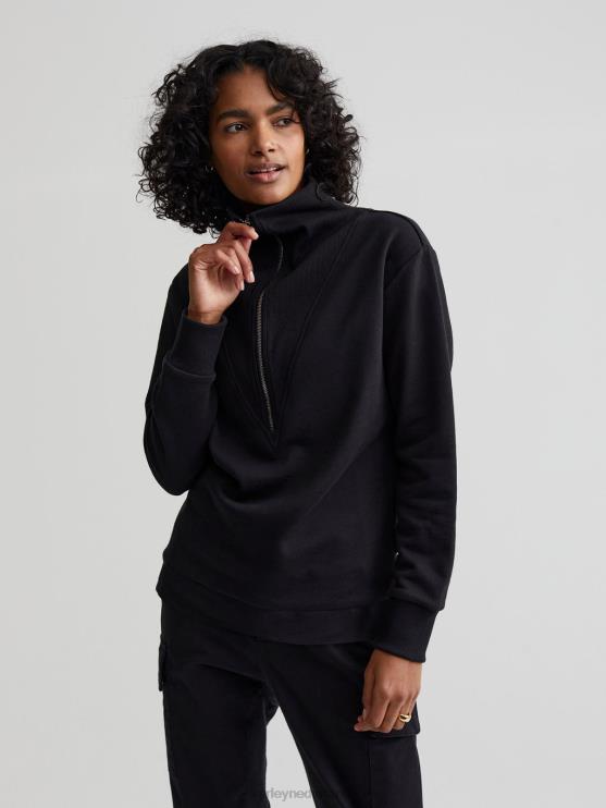 BD04L229 zwart clearwood pullover met halve rits vrouwen Varley kleding