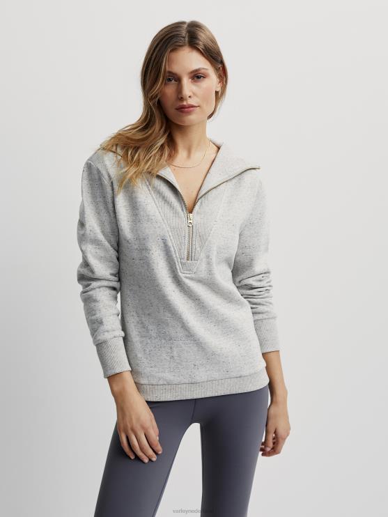 BD04L230 ivoorkleurige mergel clearwood pullover met halve rits vrouwen Varley kleding