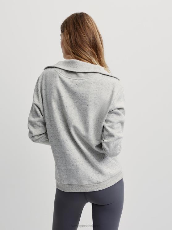 BD04L230 ivoorkleurige mergel clearwood pullover met halve rits vrouwen Varley kleding