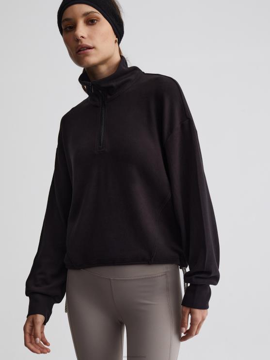BD04L237 zwart collett pullover met halve rits vrouwen Varley kleding