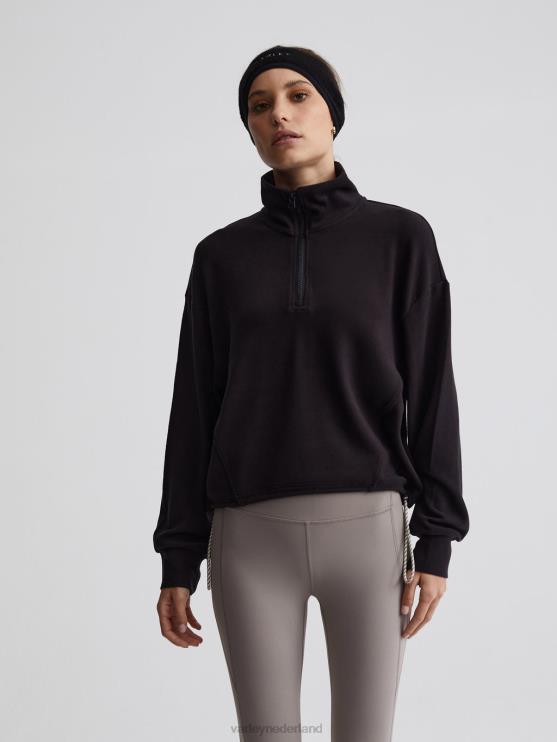 BD04L237 zwart collett pullover met halve rits vrouwen Varley kleding