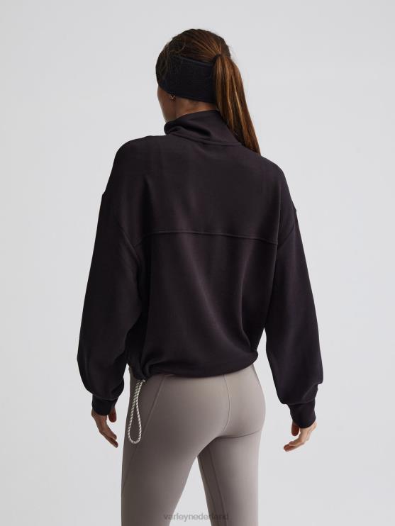 BD04L237 zwart collett pullover met halve rits vrouwen Varley kleding