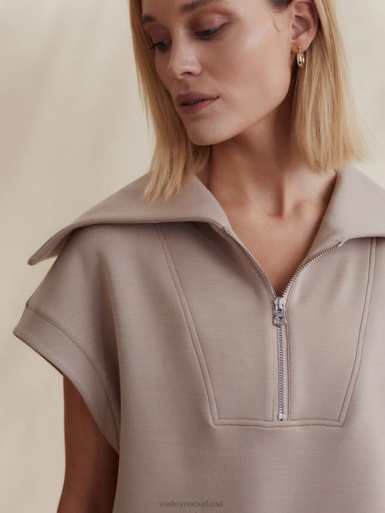 BD04L32 licht taupe rechts halfzip sweat vrouwen Varley kleding