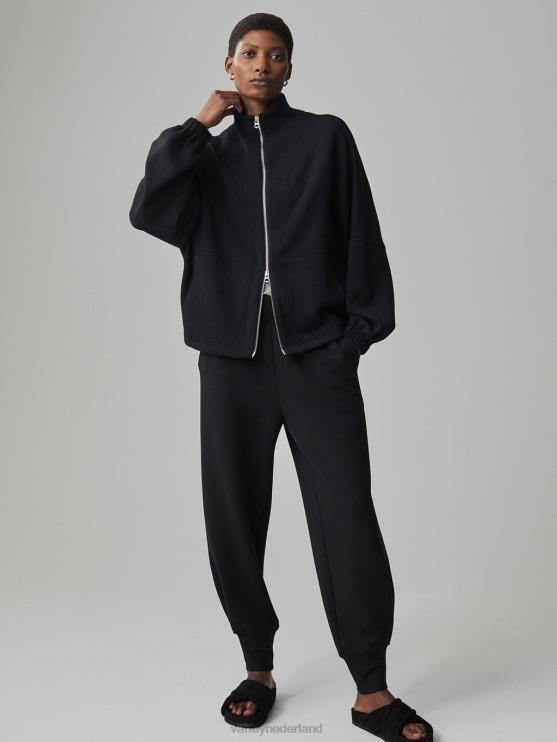 BD04L37 zwart ashbury sweat met doorlopende ritssluiting vrouwen Varley kleding