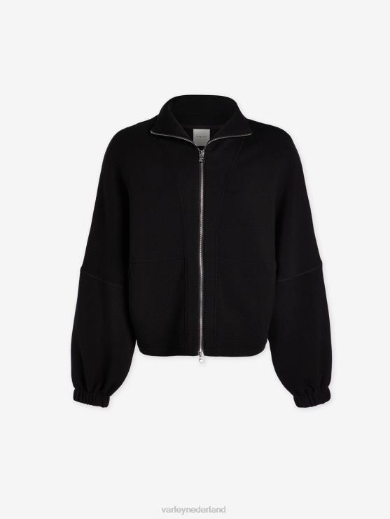 BD04L37 zwart ashbury sweat met doorlopende ritssluiting vrouwen Varley kleding