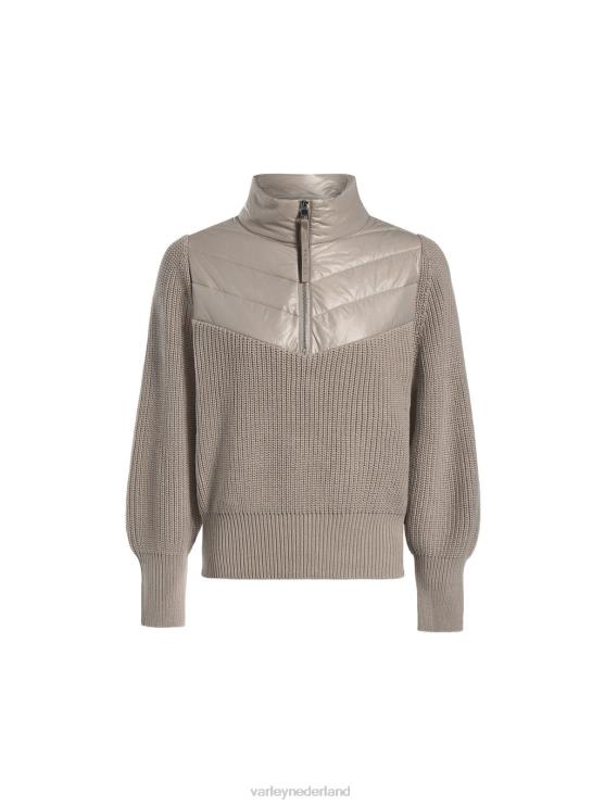 BD04L422 taupe klei daines pullover met halve rits vrouwen Varley kleding