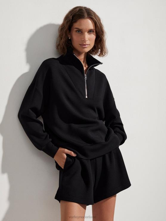 BD04L84 zwart Hawley sweater met halve rits vrouwen Varley kleding
