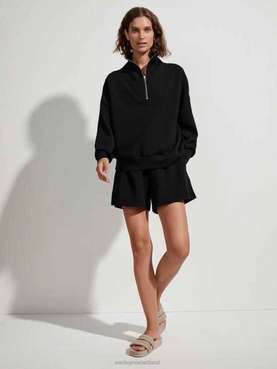 BD04L84 zwart Hawley sweater met halve rits vrouwen Varley kleding