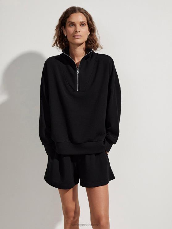 BD04L84 zwart Hawley sweater met halve rits vrouwen Varley kleding