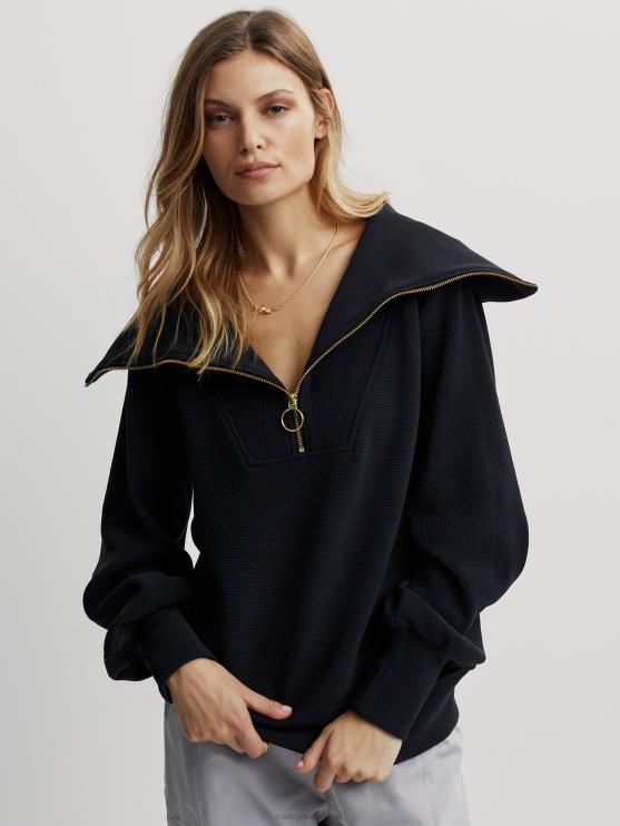 BD04L87 zwart wijnstok pullover met halve rits vrouwen Varley kleding
