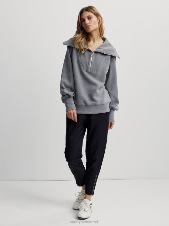 BD04L90 grijze mergel wijnstok pullover met halve rits vrouwen Varley kleding