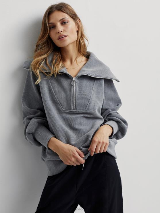 BD04L90 grijze mergel wijnstok pullover met halve rits vrouwen Varley kleding