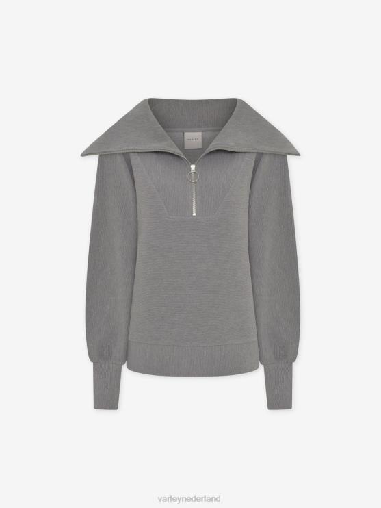 BD04L90 grijze mergel wijnstok pullover met halve rits vrouwen Varley kleding