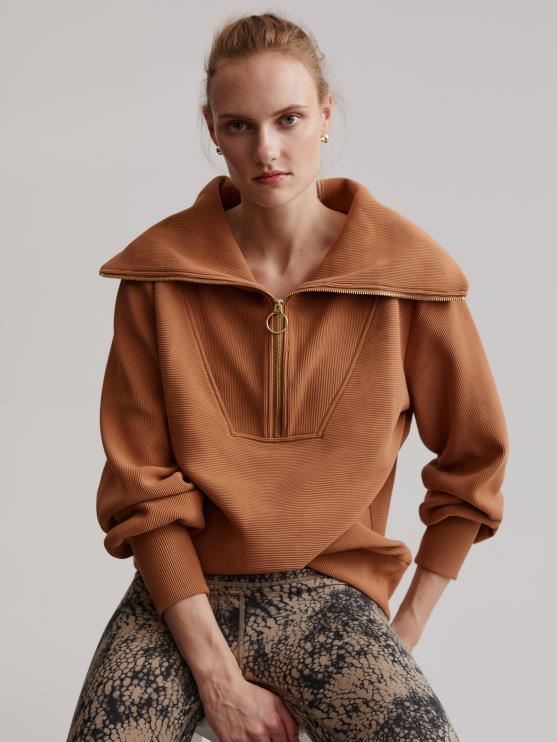 BD04L92 rogge wijnstok pullover met halve rits vrouwen Varley kleding