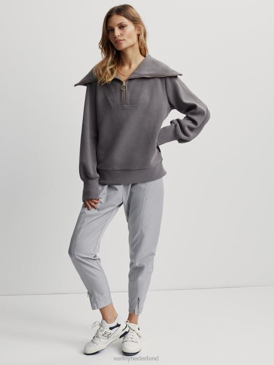 BD04L93 diepe houtskool wijnstok pullover met halve rits vrouwen Varley kleding