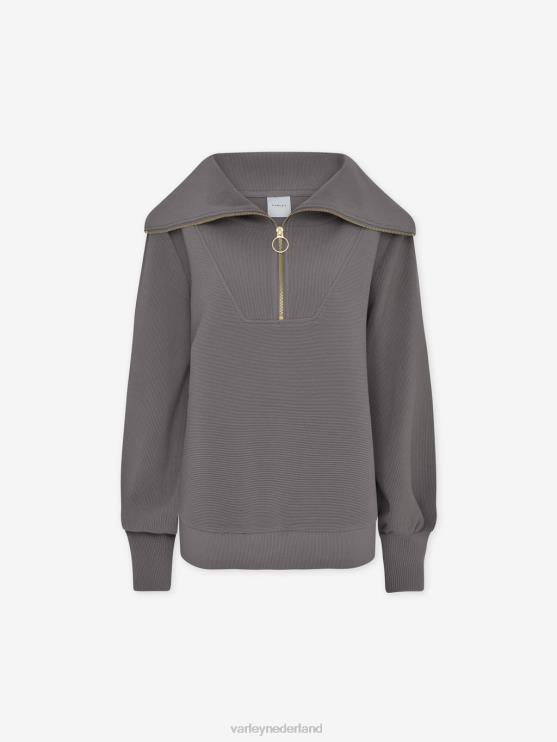BD04L93 diepe houtskool wijnstok pullover met halve rits vrouwen Varley kleding