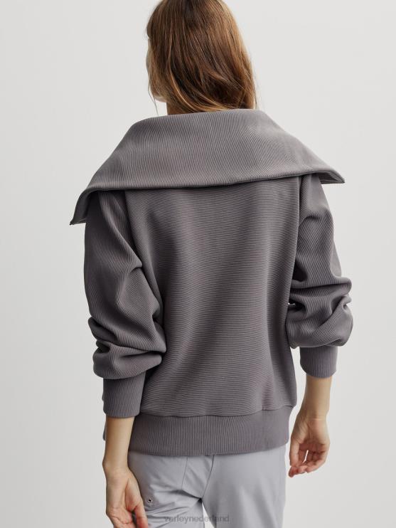 BD04L93 diepe houtskool wijnstok pullover met halve rits vrouwen Varley kleding