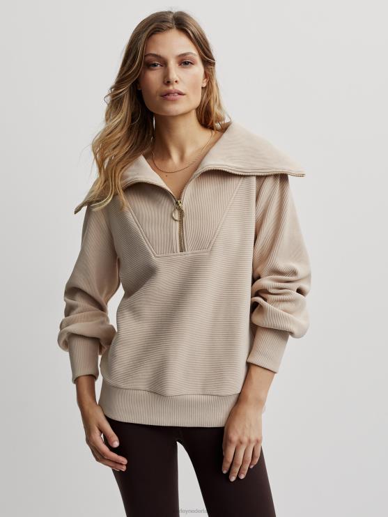 BD04L94 taupe mergel wijnstok pullover met halve rits vrouwen Varley kleding